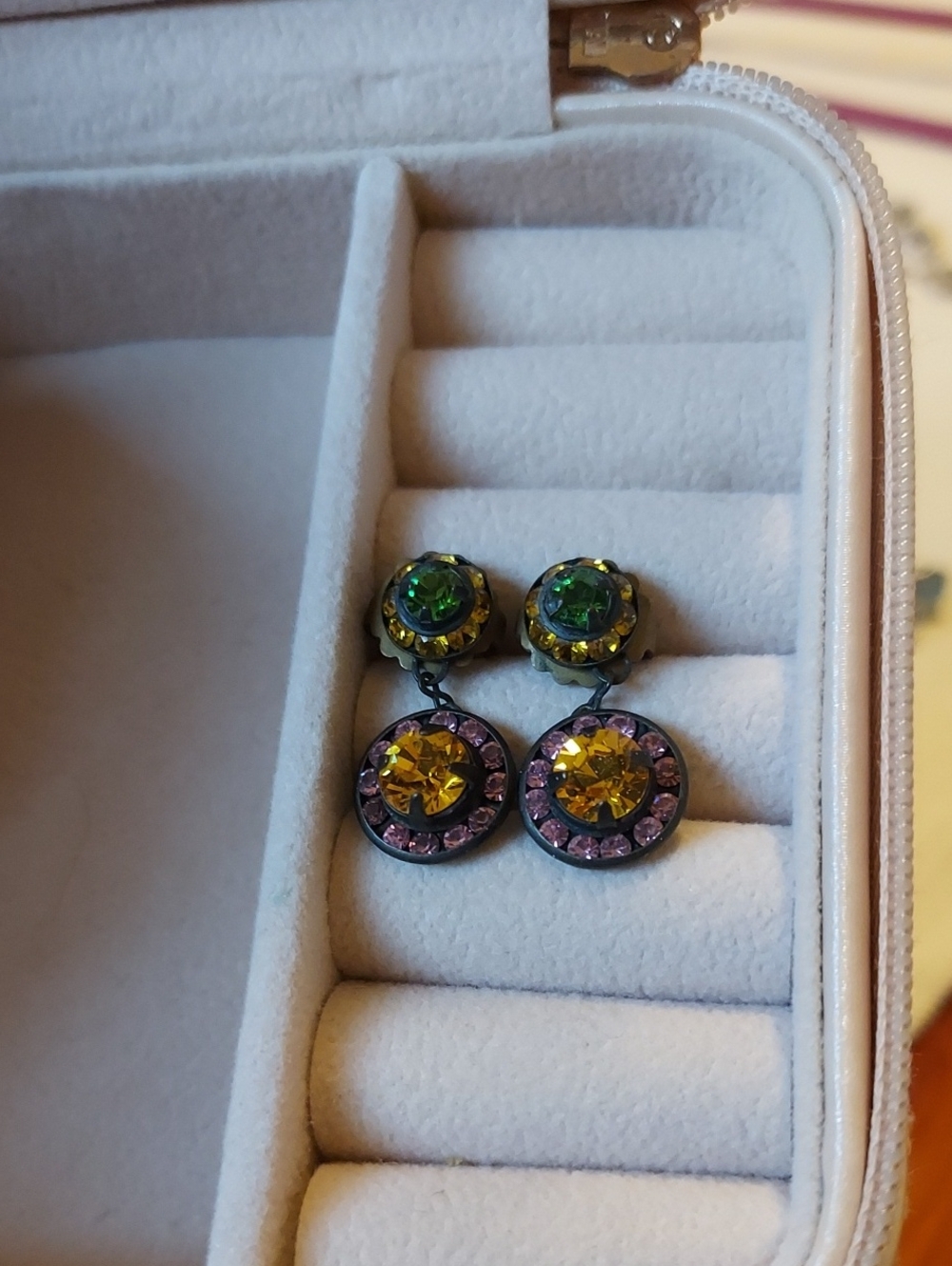 Sorreli Yellow, Pink, and Green Crystal Drop Earrings - Women Jewelry